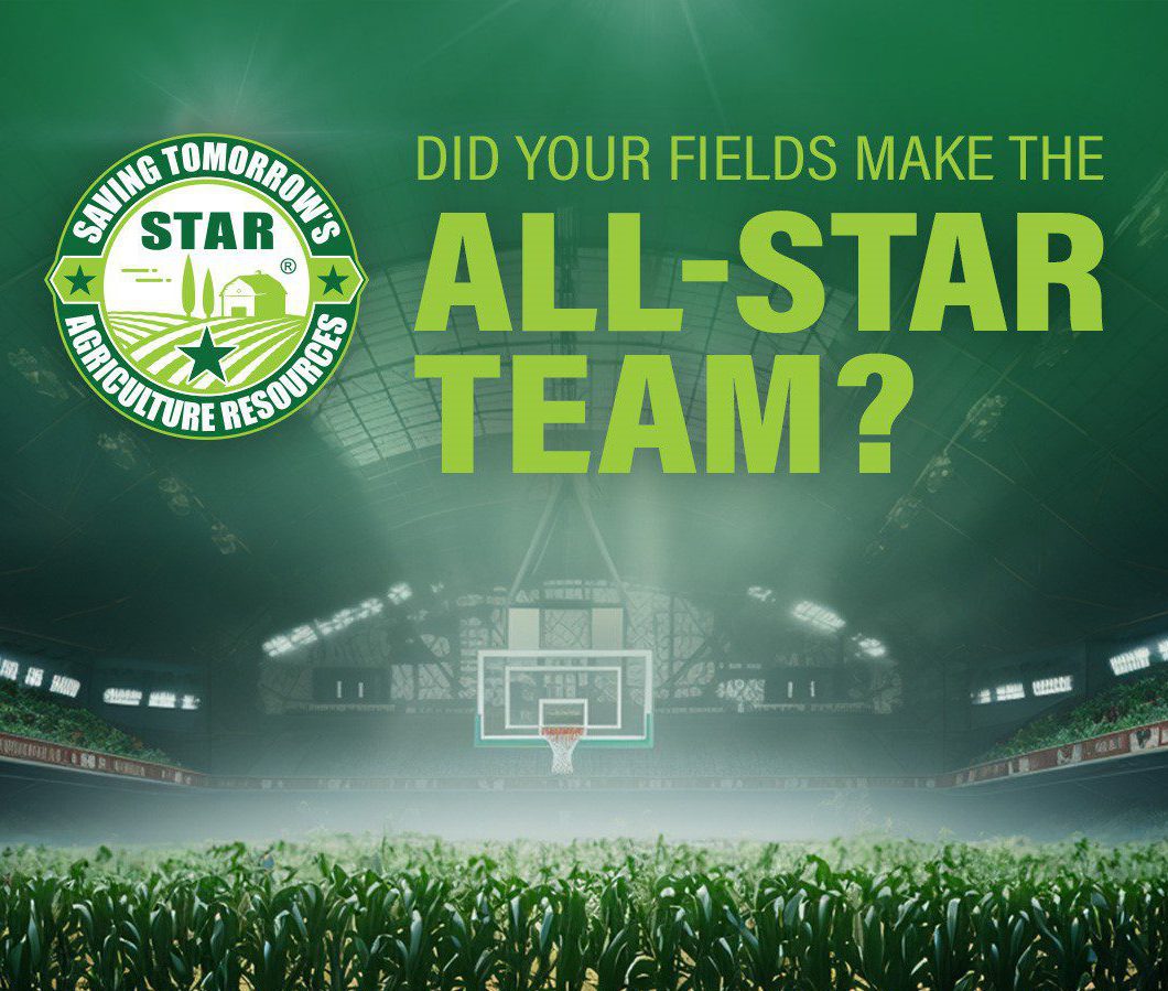 Image of corn growing on basketball court with text STAR Did your fields make the all-star team copy